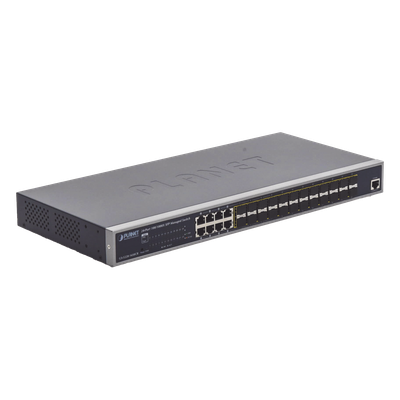 Switch Administrable Capa 2 con Fuente de Alimentación Redundante, 24 Puertos SFP Gigabit 100/1000X, 8 Puertos Combo RJ45 Gigabit.