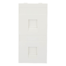 Placa Plana de Voz y Datos / Guardapolvo Integrado / 2 Puertos Keystone / Perfil 5 mm / 108 × 52 mm / 4.25 × 2.05 pulgadas / Color Blanco