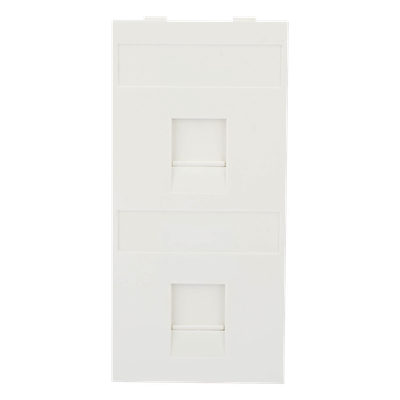Placa Plana de Voz y Datos con Guardapolvo para 2 RJ45 / Color Blanco / 2 Puertos para Jacks Keystone / Compatible con Cajas de Pavimento SM-CPAV-2 y SM-CPAV-4 / Modelo S76B/9