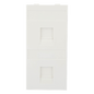 Placa Plana de Voz y Datos con Guardapolvo para 2 RJ45 / Color Blanco / 2 Puertos para Jacks Keystone / Compatible con Cajas de Pavimento SM-CPAV-2 y SM-CPAV-4 / Modelo S76B/9