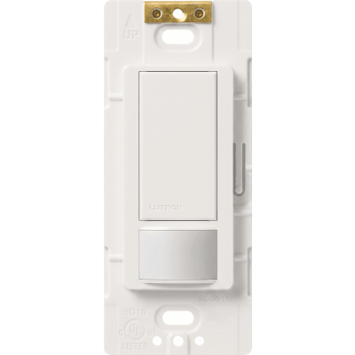 Apagador de pared con sensor de ocupación y vacancia Maestro, 2 A a 120 V, unipolar, para espacios pequeños como clósets, alacenas y cuartos de lavado, blanco