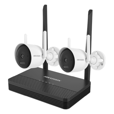 Kit de Videovigilancia IP Inalámbrico / 2 Megapixel / NVS 4 Canales / 2 Cámaras Bala / Dual Light 30 m (98.4 ft) IR + 20 m (65.6 ft) Luz Blanca / Wi-Fi 2.4 GHz / Audio Bidireccional
