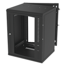 Gabinete de Pared Abatible / Rack 19\" 16U / Cristal Templado / Carga 70 kg / Ventilación Opcional