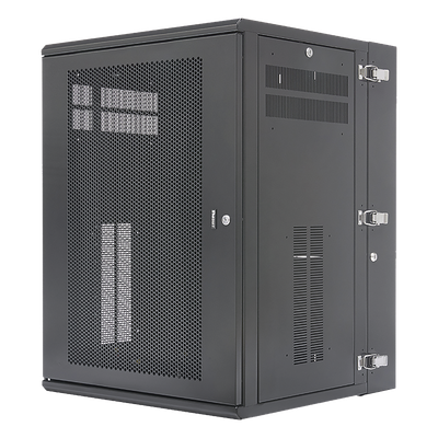 Gabinete PanZone de Montaje en Pared, de 19in, Puerta Ventilada, 18 UR, 635mm de Profundidad, Color Negro