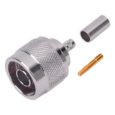 Conector N Macho Inverso de Anillo Plegable para cables RG-58/U, RG-142/U.