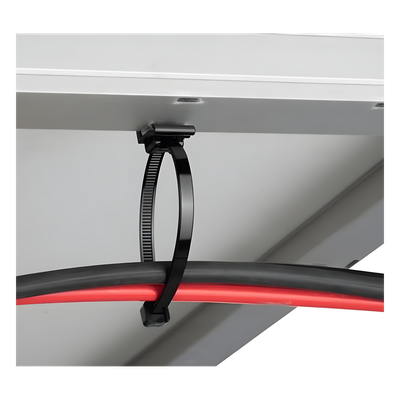Cincho de Nylon 6.6 Solar Clip, 188mm largo x 14mm ancho, Color Negro, Exterior Resistente a Rayos UV, Paquete de 100pz