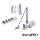 Kit para control de acceso incluye Chapa magnética de 600Lbs / Montajes L y Z / Cierra puerta para 45-65Kg.