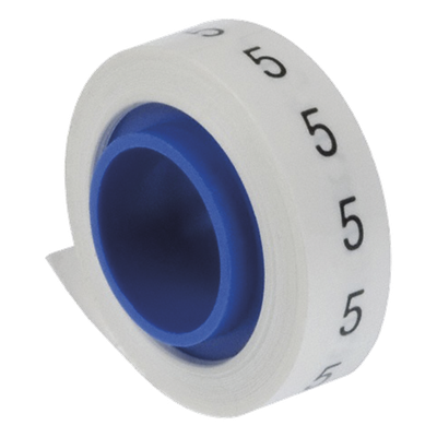 Rollo de Etiquetas Marcadoras, Pre-Impresos con el Número 5, de 2.4 Metros (7.87 Pies), Color Blanco