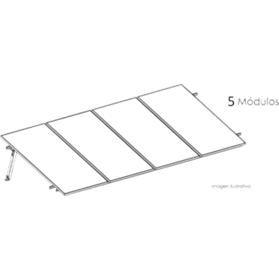 Estructura de Montaje Fotovoltaico / Losa Plana / Configuración 1x3 / Viento 170 km/h / Inclinación 10° / Rieles E-O 3.55 m (11.65 ft) / Rieles N-S 2.14 m (7.02 ft) / Altura 0.52 m (1.71 ft) / Área