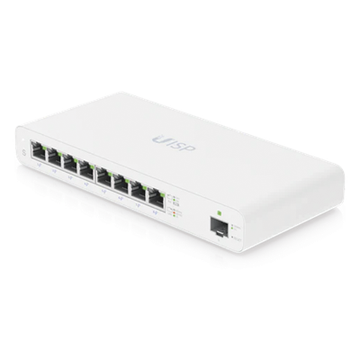 UISP Switch – Switch PoE Pasivo de 110 W (27 V) con 8 Puertos GbE y 1 Puerto SFP