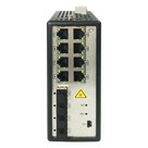 Switch Industrial Administrable / 8 Puertos Gigabit PoE+ 30W / 4 Puertos SFP / 250W Total / 48-57 VCD / -40°C a 75°C / 140×52×110 mm / 5.5×2.0×4.3 pulgadas