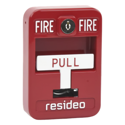 Estación manual de jalón contra incendio de acción simple, reset con llave, cumple ADA, carcasa de aluminio fundido