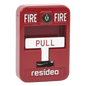 Estación manual de jalón contra incendio de acción simple, reset con llave, cumple ADA, carcasa de aluminio fundido