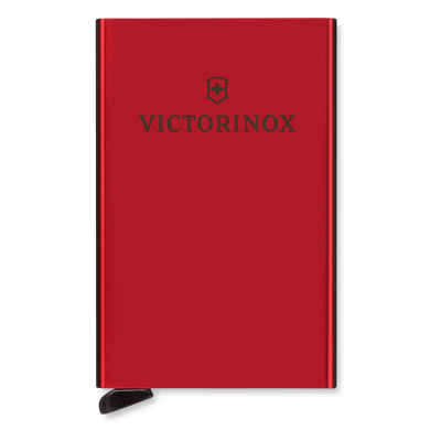 Tarjetero / Almacenamiento Seguro 4-6 Tarjetas / Aluminio Duradero / Protección RFID / Sistema Deslizamiento Patentado / Color Rojo.