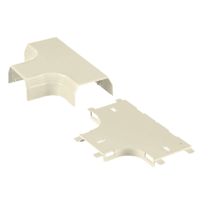 Accesorio en \"T\", para uso con canaleta T45, Material PVC Rígido, Color Blanco