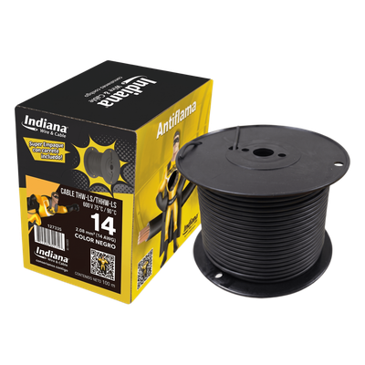 Cable THW-LS / Calibre 14 AWG / 19 Hilos / Color Negro / Bobina 100 m (328 ft)