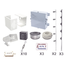 Kit de Cerco Eléctrico Perimetral / 25 m (82 ft) / 12,000V / Consumo 1.2 kW/mes / Tecnología SMT / Respaldo con Batería