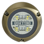 Luz led marina sumergible SeaBlaze Quattro, emite luz de color blanco y azul de 2000 lúmenes, fabricada en bronce naval con grado de protección IP68.