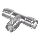 Adaptador RF en T / Triple Mini-UHF Hembra / Cuerpo Níquel / Contactos Plata / Dieléctrico Teflón