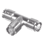 Adaptador en T, de Conector Mini-UHF Hembra a Doble Mini-UHF Hembra, Níquel/ Plata/ Teflón.