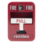 Estación manual de jalón contra incendio de acción simple, reset con llave Allen, cumple ADA, carcasa de aluminio fundido