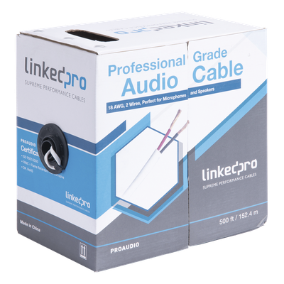 Cable para Audio Profesional de 2 Conductores Calibre 18 para Aplicaciones de Audio y Automatización Bobina de 152 Metros (500 Pies)