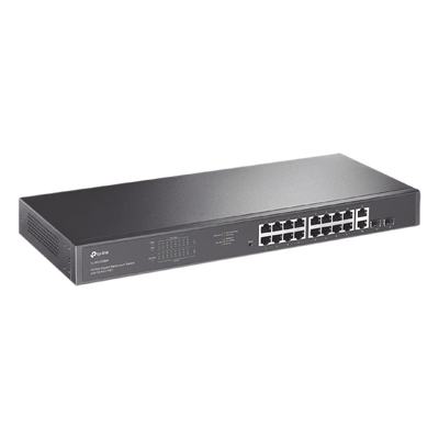 Switch no administrable de 16 puertos 10/100/1000Mbps y PoE af/at, 2 puertos SFP hasta 250W.
