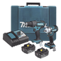 Kit de Rotomartillo Atornillador DHP482 + Atornillador de Impacto DTW301, incluye 2 Baterías BL1850B, 1 Cargador DC18SD y Maletín Plastico