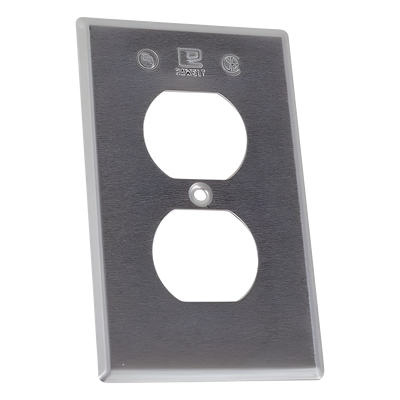 Tapa rectangular para contacto dúplex de aluminio tipo RR a prueba de intemperie.