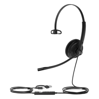 Diadema Alámbrica UH34 Lite Mono Teams de Yealink USB-C/A con Almohadillas de Espuma