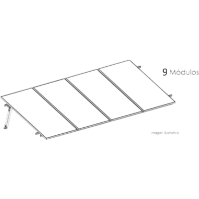 Estructura de Montaje Fotovoltaico / Losa Plana / Configuración 1x3 / Viento 170 km/h / Inclinación 10° / Rieles E-O 3.55 m (11.65 ft) / Rieles N-S 2.14 m (7.02 ft) / Altura 0.52 m (1.71 ft) / Área