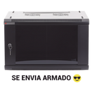 Gabinete de Pared / 6UR / 450mm (1.48 ft) Profundidad / Cristal Templado / 60kg Carga / Acero Negro