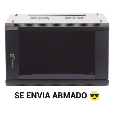 Gabinete PRECISION, Con Puerta de Cristal Templado, de 19in, 6UR, 450mm de Profundidad, Color Negro