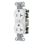 Contacto Dúplex 20 A, 125 V,  2 Polos, 3 Hilos, Cableado Posterior y  Lateral, Color Blanco (Nema 5-20R).