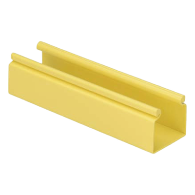 Canaleta FiberRunner™ 2X2 sin Tapa, de PVC Rígido, Con Orificios de Montaje, Color Amarillo, 1.8 m de Largo